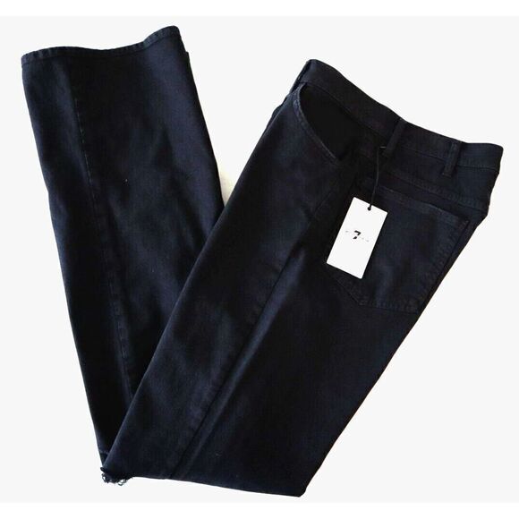 7 For All Mankind Women's Sz 30 Black Distressed Tall Bootcut Denim Jeans - Picture 5 of 11